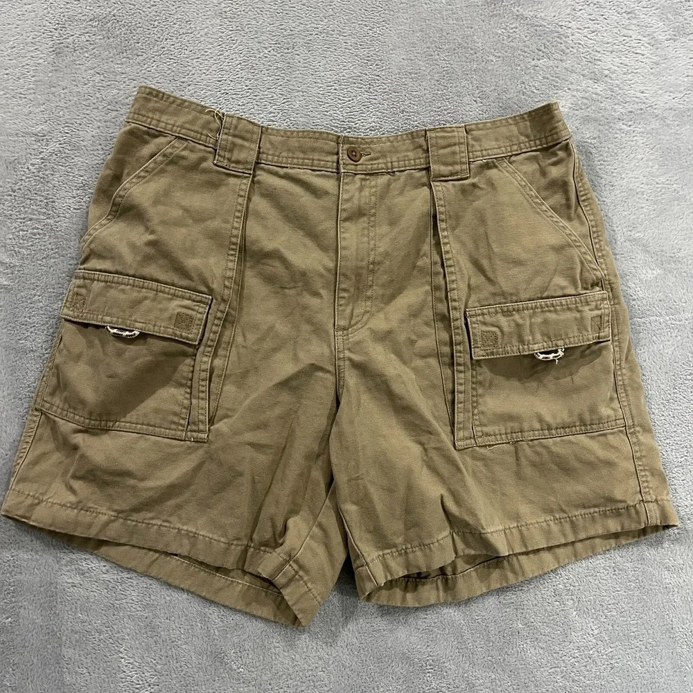 LL Bean Mens Cargo Comfort Waist Shorts 36* Khaki Outdoor 225022 Utility Y2K‎